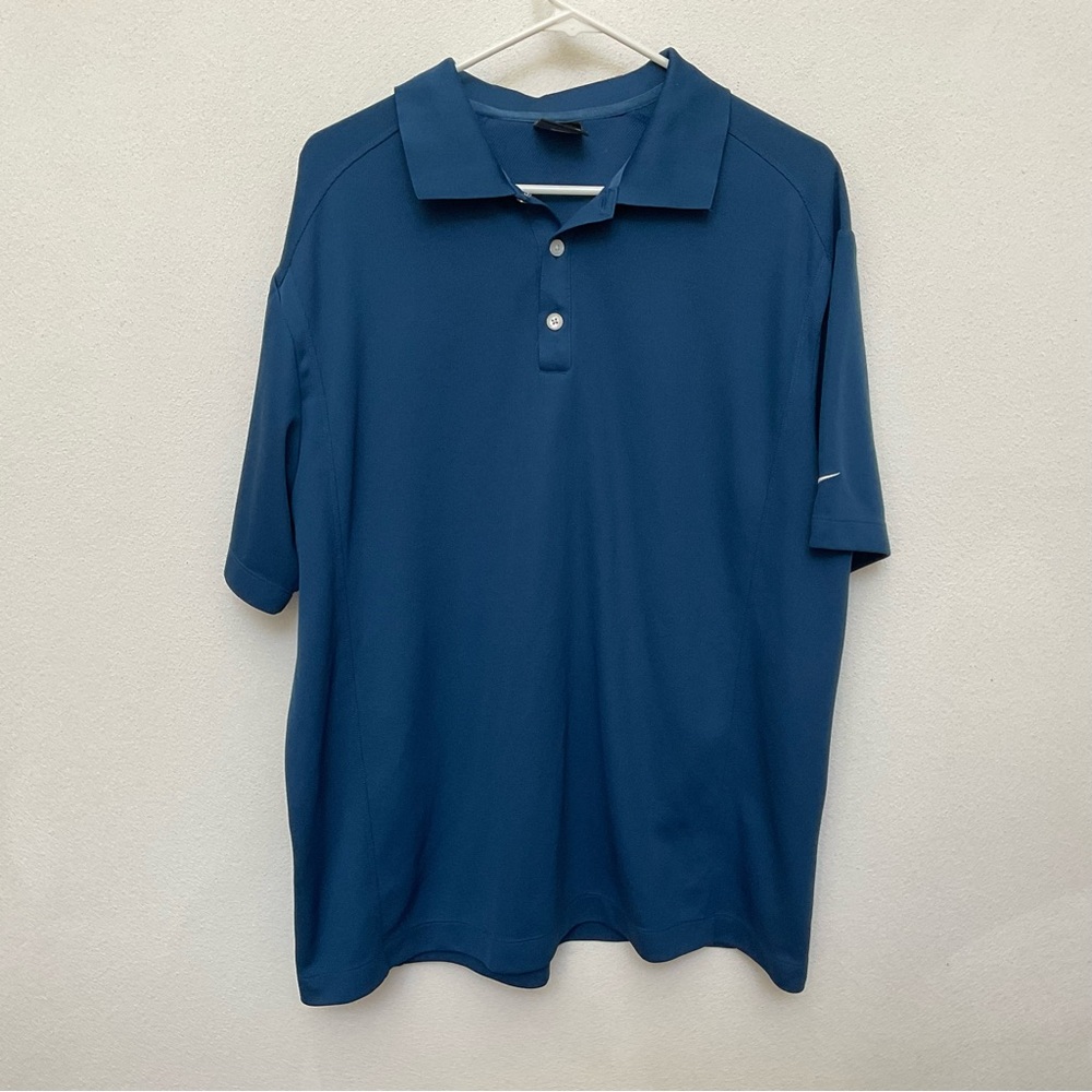 Nike Golf Blue Dri Fit Polo with Illinois Lottery Emblem Size XL Outdoors Sports